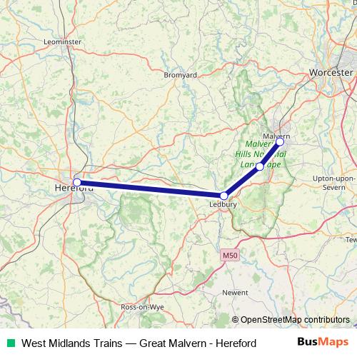 West Midlands Trains bus Line Map