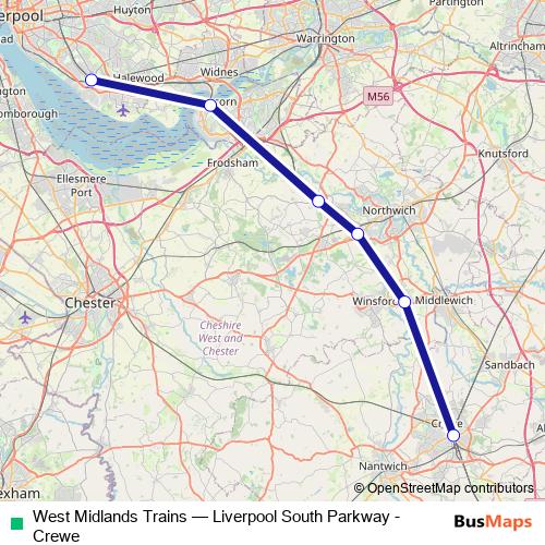 West Midlands Trains bus Line Map