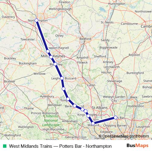 West Midlands Trains bus Line Map