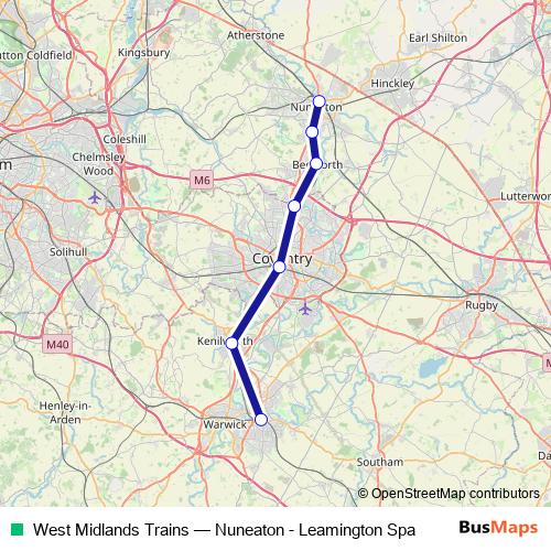 West Midlands Trains bus Line Map