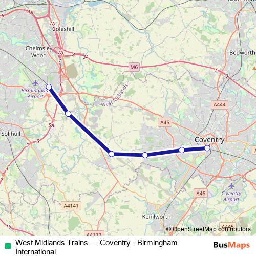 West Midlands Trains bus Line Map