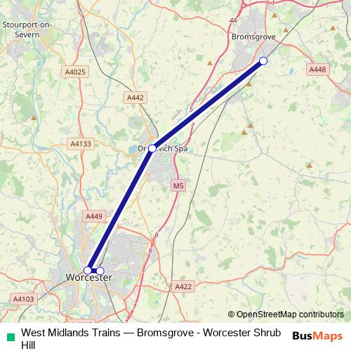 West Midlands Trains bus Line Map