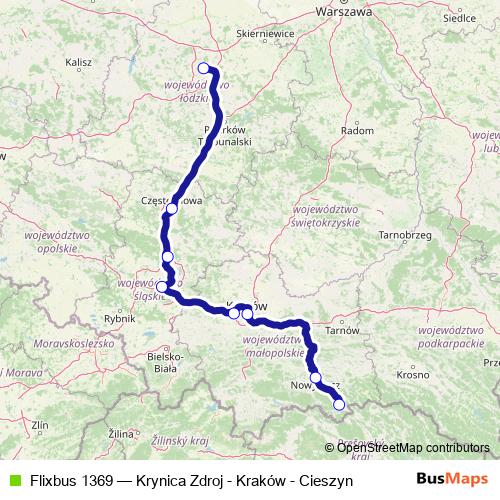 Flixbus 1369 bus Line Map