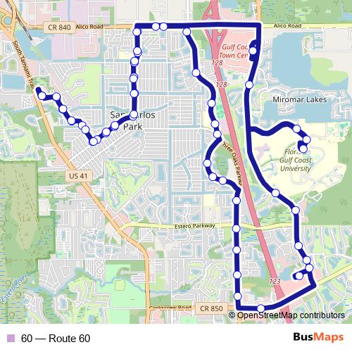 60 bus Line Map