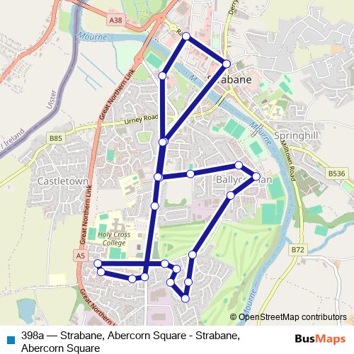 398a bus Line Map