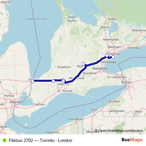 Flixbus 2702 bus Line Map