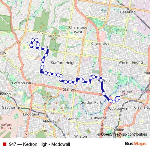 947 bus Line Map