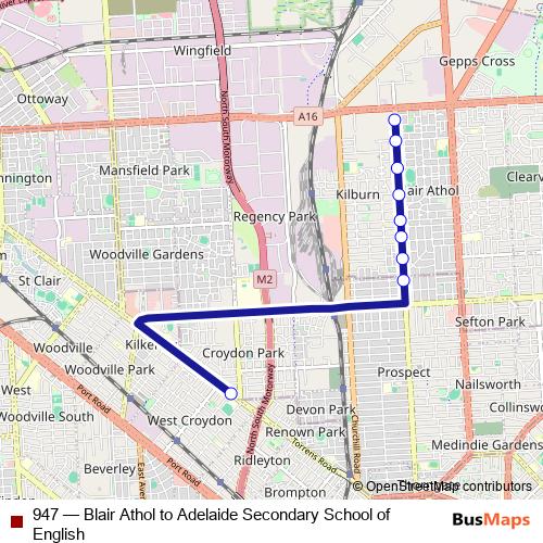 947 bus Line Map