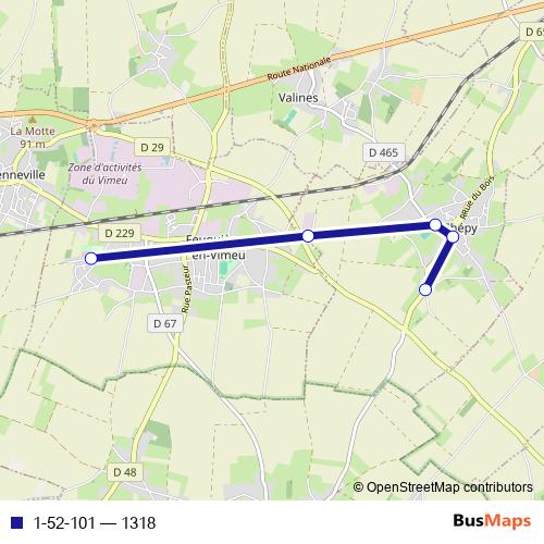 1-52-101 bus Line Map