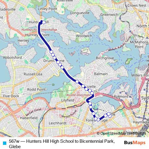 567w bus Line Map