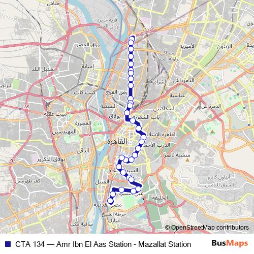 CTA 134 bus Line Map
