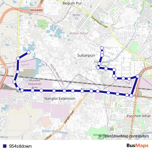 954stldown bus Line Map