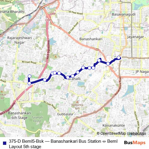 375-D Beml5-Bsk bus Line Map
