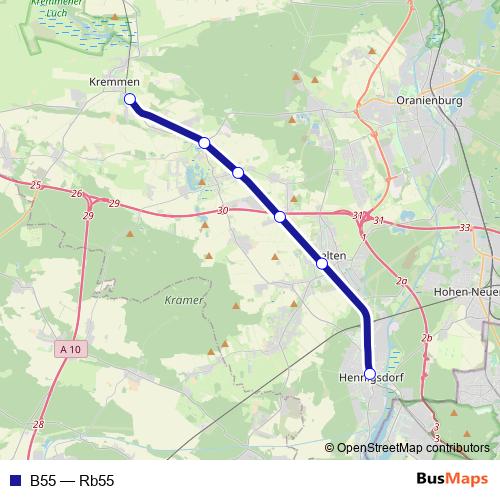B55 rail Line Map