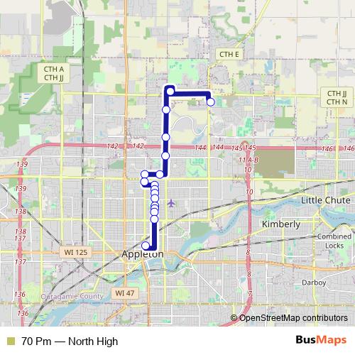 70 Pm bus Line Map