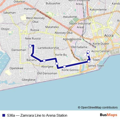 536a bus Line Map