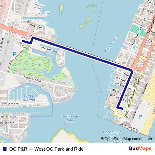 OC P&R bus Line Map