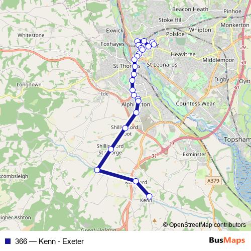 366 bus Line Map