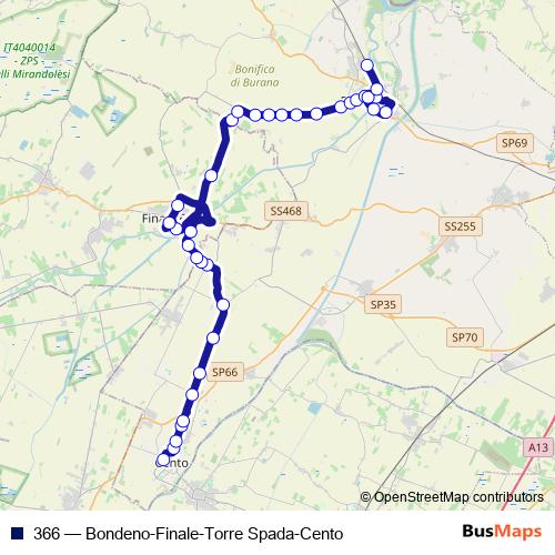 366 bus Line Map