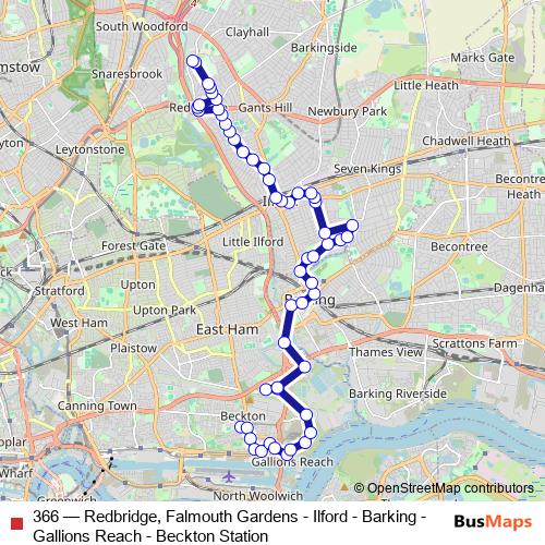 366 bus Line Map
