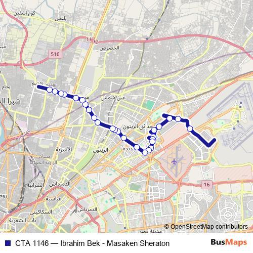CTA 1146 bus Line Map