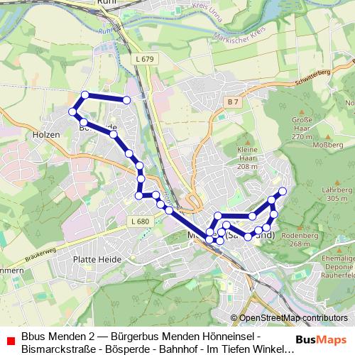 Bbus Menden 2 bus Line Map