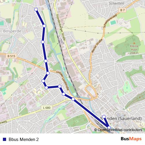 Bbus Menden 2 bus Line Map