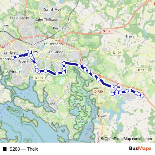 S288 bus Line Map