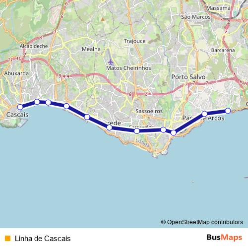 Linha de Cascais rail Line Map