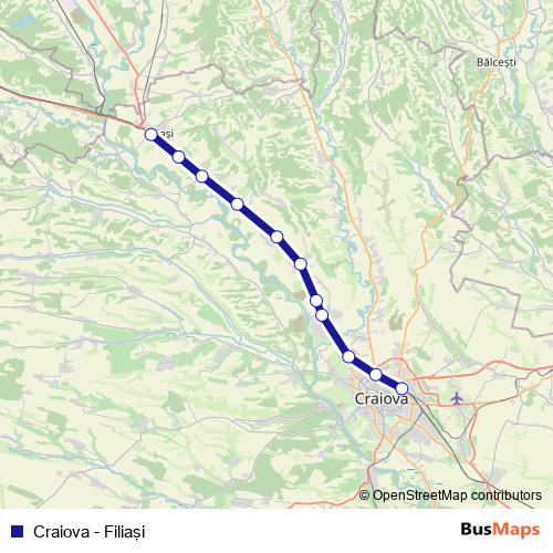 Craiova - Filiaşi rail Line Map