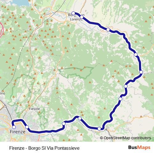 Firenze - Borgo Sl Via Pontassieve rail Line Map