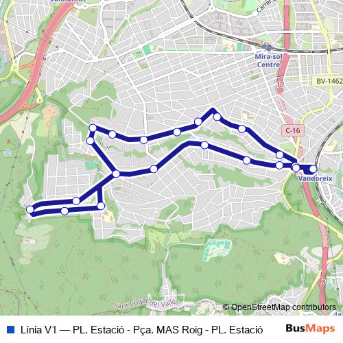 Línia V1 bus Line Map