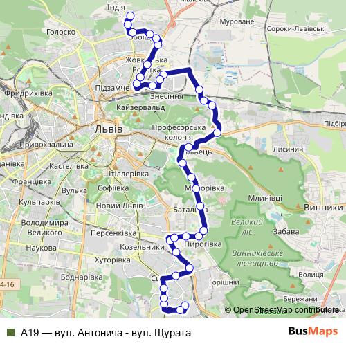 А19 bus Line Map