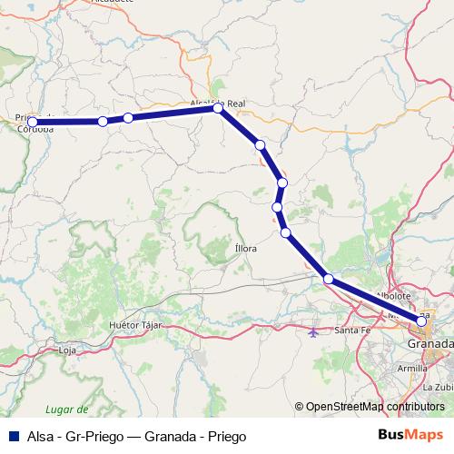 Alsa - Gr-Priego bus Line Map