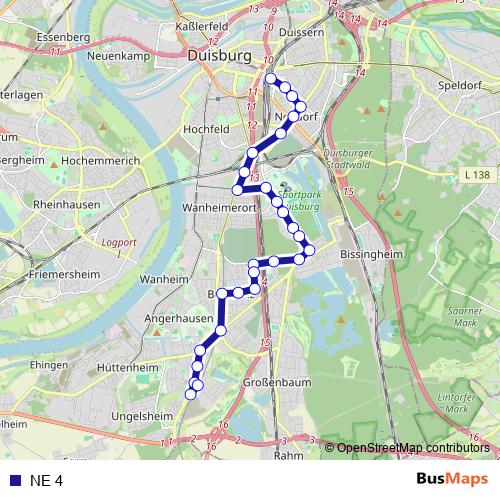 NE 4 bus Line Map