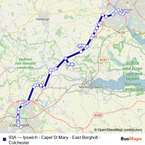 93A bus Line Map