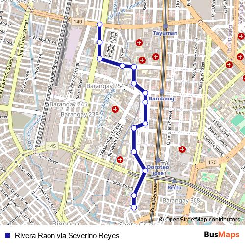 Rivera Raon via Severino Reyes bus Line Map