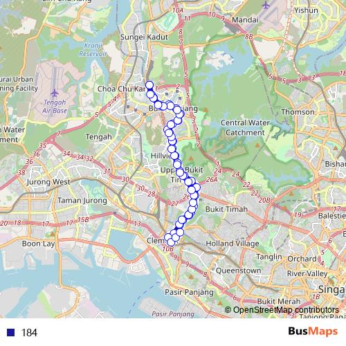 184 bus Line Map