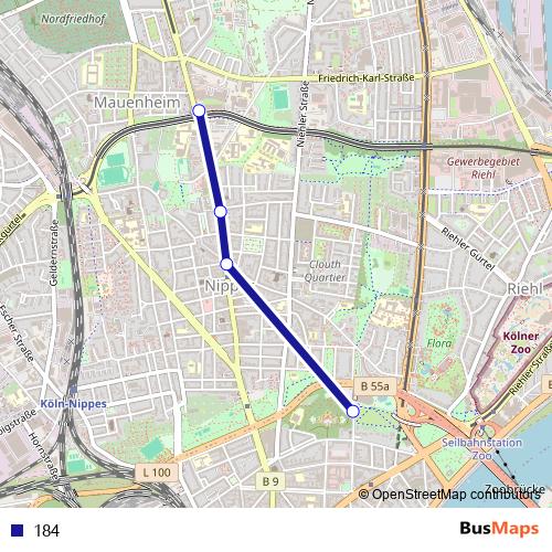 184 bus Line Map