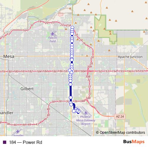 184 bus Line Map