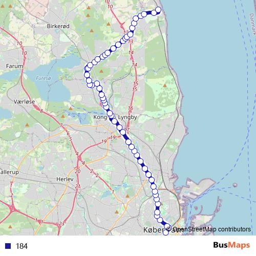 184 bus Line Map