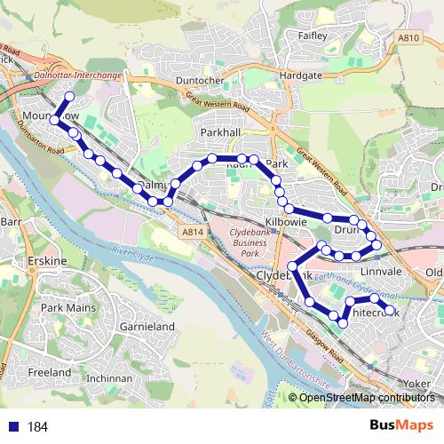 184 bus Line Map