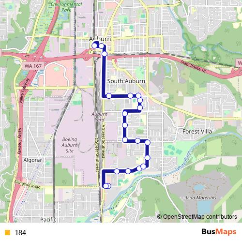 184 bus Line Map