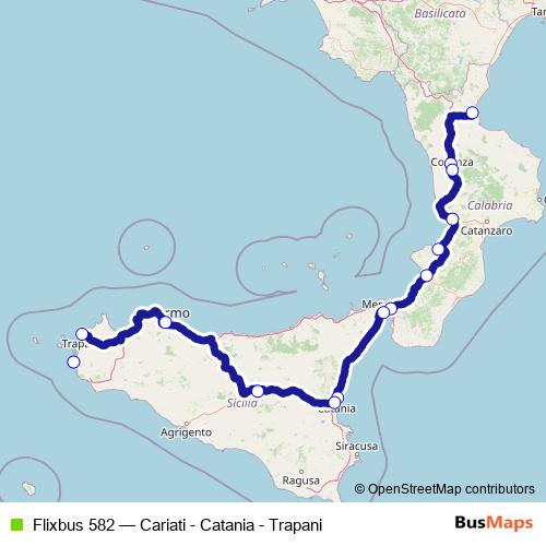 Flixbus 582 bus Line Map