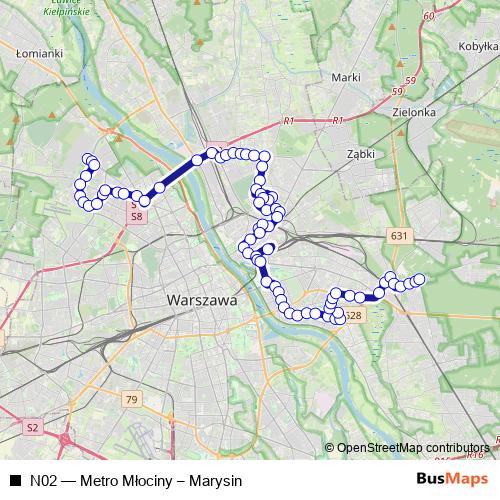 N02 bus Line Map