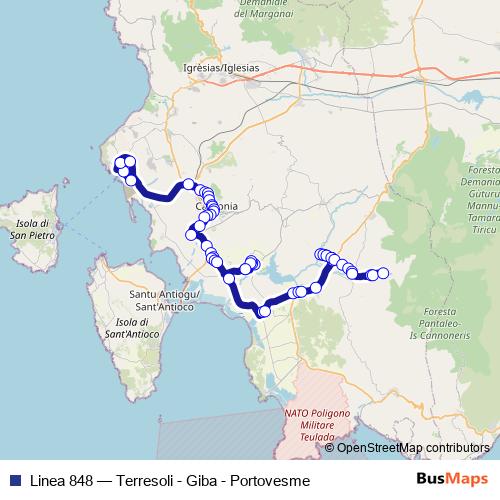 Linea 848 bus Line Map