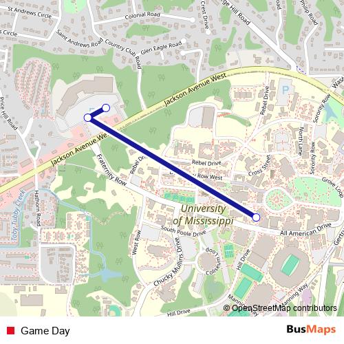 Game Day bus Line Map