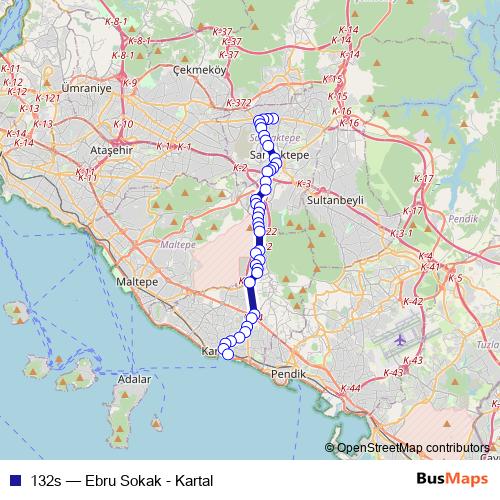 132s bus Line Map