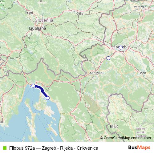 Flixbus 972a bus Line Map
