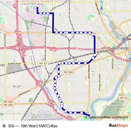 355 bus Line Map